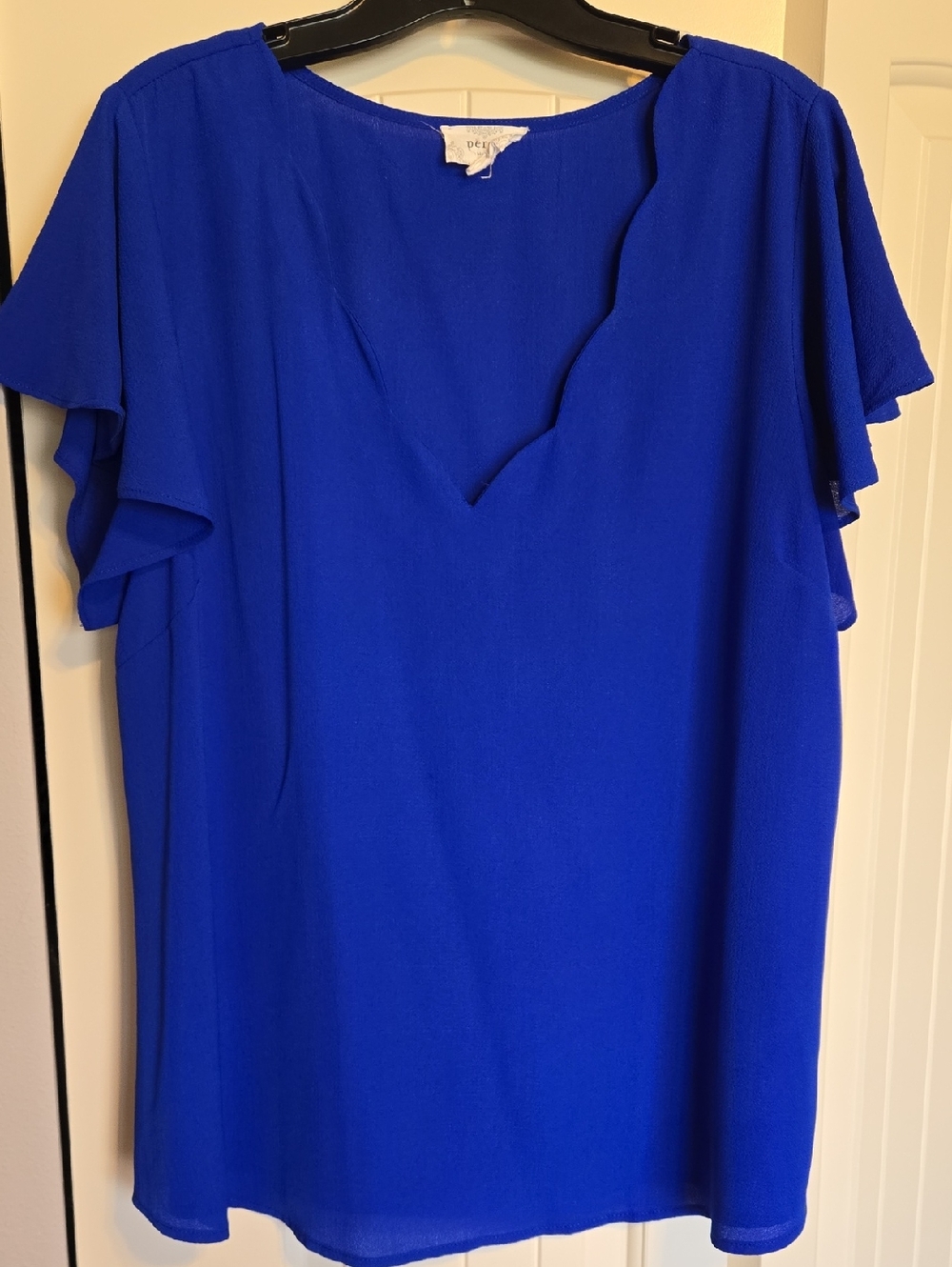 Royal Blue Flutter-Sleeve Blouse